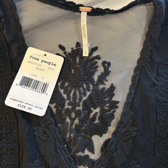 NWT FREE PEOPLE Reign Over Me Dress Black Lace Mesh 4 - Picture 8 of 15